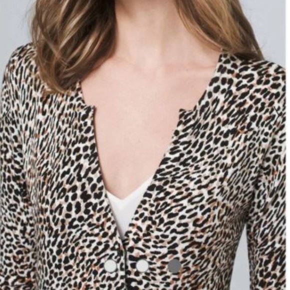 Leopard Print Button-Front Cardigan - Picture 2 of 12